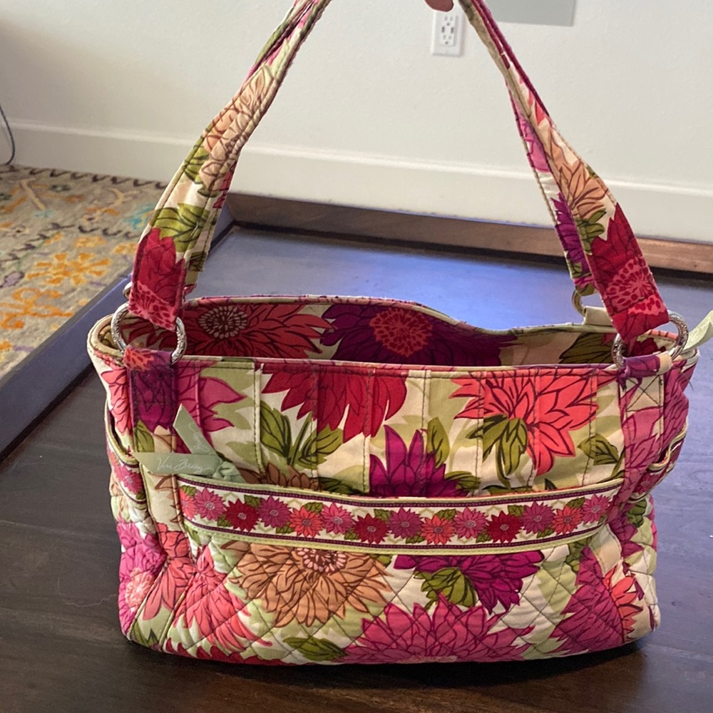 Vera Bradley Retired Pattern Hello Dahlia Quilted Shoulder Tote Satchel Handbag - Picture 1 of 12